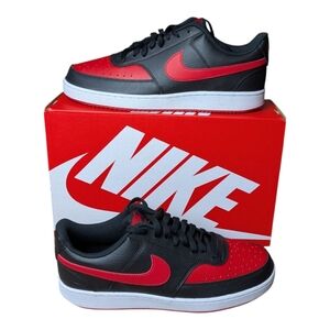 Nike Court Vision Low Black University Red White Next Nature Shoes Men's 10 NWT